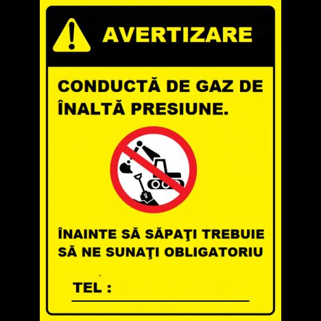 Placuta pentru conducta de gaz de inalta presiune